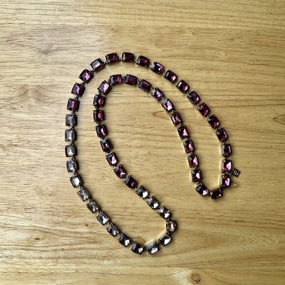 Banana Republic ᗺR Necklace Cranberry Lavender Rhinestones Statement Jewelry 26" - Picture 11 of 11